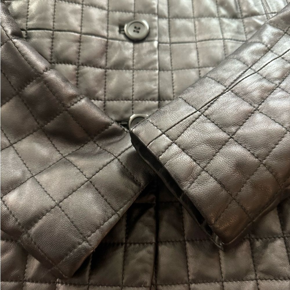 Pendleton Black Quilted Leather Buttoned Long Sle… - image 7